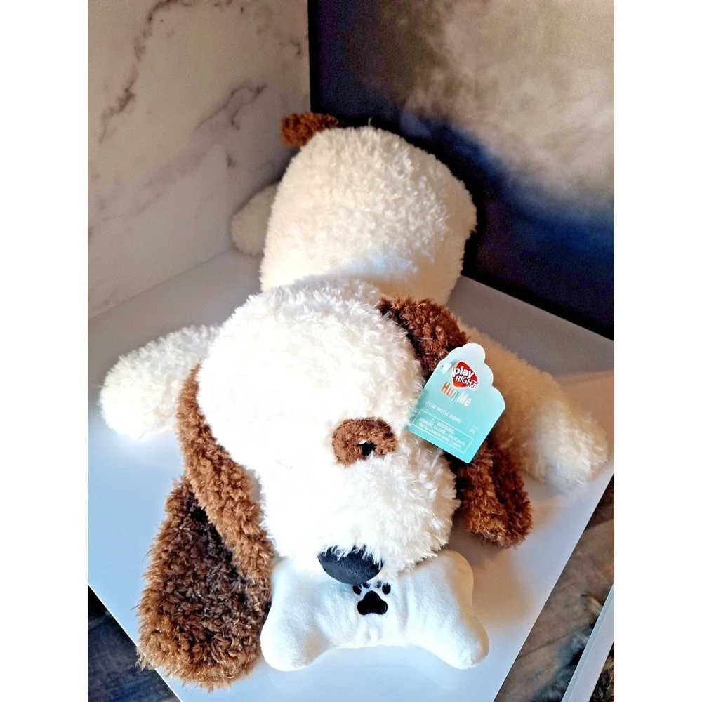 Hug Me Dog With Bone Floppy Laying Bone Plush Large 20